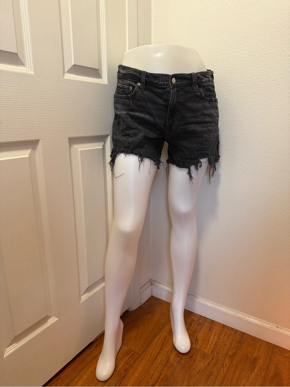 American Eagle Outfitters Black Distressed Cutoff Jean Shorts